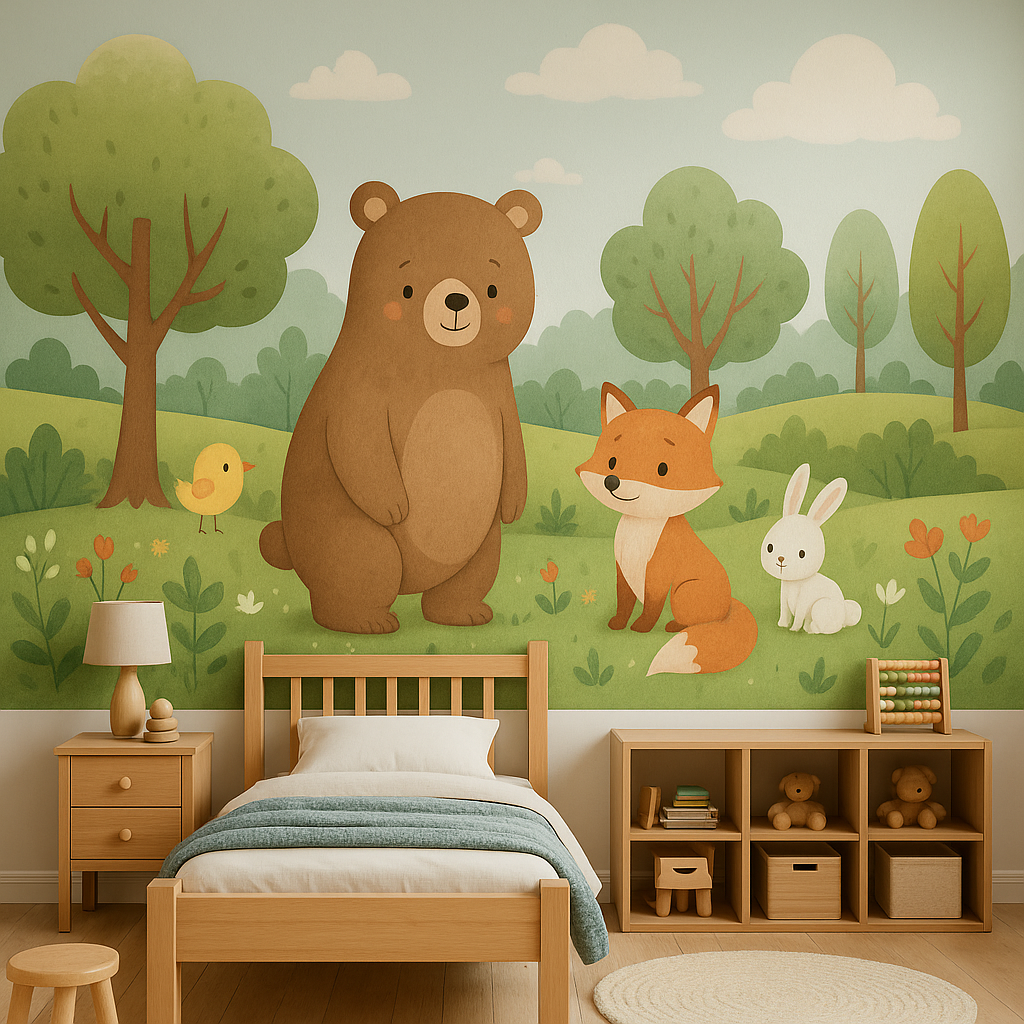 Chambre d’enfant décorée avec impression murale - Exemple 1